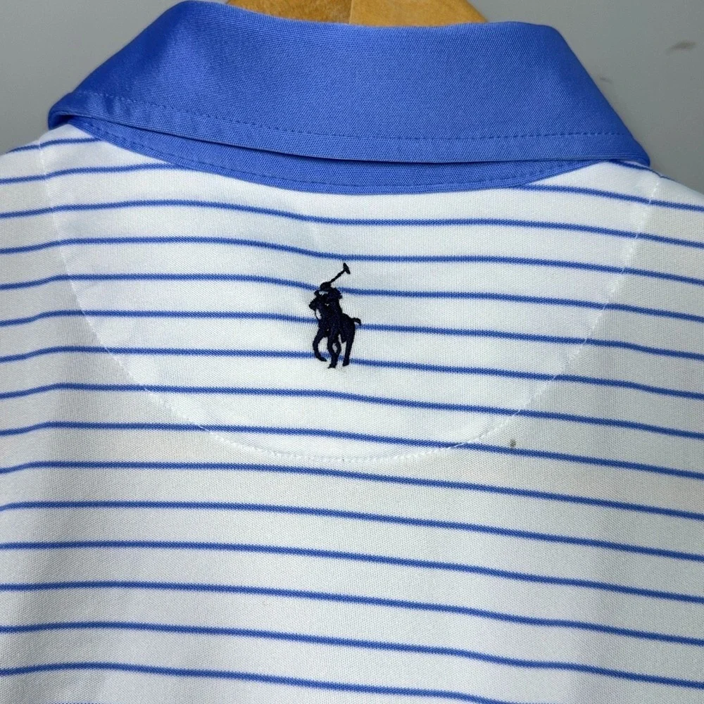Polo Ralph Lauren 122nd US Open Polo Shirt Mens Size Medium Striped Blue Preppy